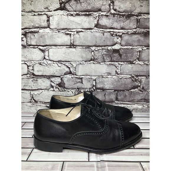 Brass Boot Black Leather Derby Cap Toe Lace Up Dress Shoes Men’s Sz 8.5M US/42EU - Picture 1 of 16